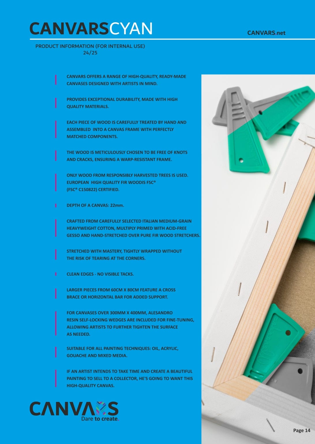 CANVARS CANVAR NEW Canvars Italian CYAN 22mm Depth Cotton