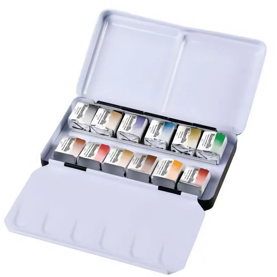 Maimeri Blu Half-Pan Set Black Metal Box x12