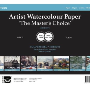 280x380 Baohong Medium Watercolour Paper 14-Sheet 300gsm Single Sheet