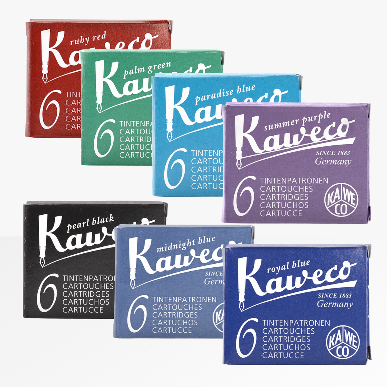 Kaweco fountain-pen ink cartridges are available in-store and online at The Paintbox, home of the widest range of traditional and progressive Art Supplies in Adelaide. At The PaintBox we source and stock quality art supplies which we import directly. This means that you have access to a greater variety and pay less. These are perfect for any artists from amateur to professional. It is also perfect for any budget size. Check out our loyalty rewards programme, which makes your artistic ambitions achievable. At these prices why not give these a go. Be sure to check out our other fabulous finds on our website and start saving today. Our knowledgeable staff at The PaintBox can guide you through our carefully selected ranges of art supplies for all applications. This is only a small selection of our stock. We sell many brands, weights, and textures, in-store only. Please call 08 8388 7776 to enquire. We offer art tuition too! KAWECO - FOUNTAIN PEN INK CARTRIDGES CAN BE DELIVERED ANYWHERE WITHIN AUSTRALIA OR NEW ZEALAND