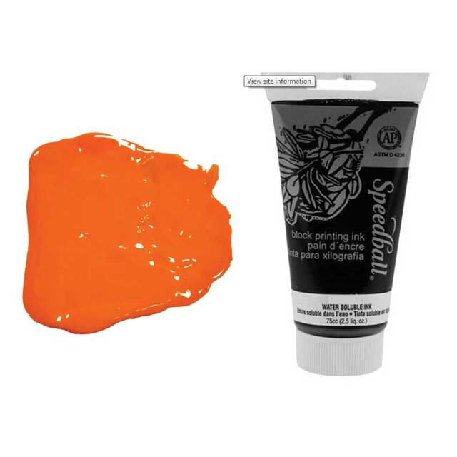 speedball fabric block printing ink Orange 75ml - Artworx